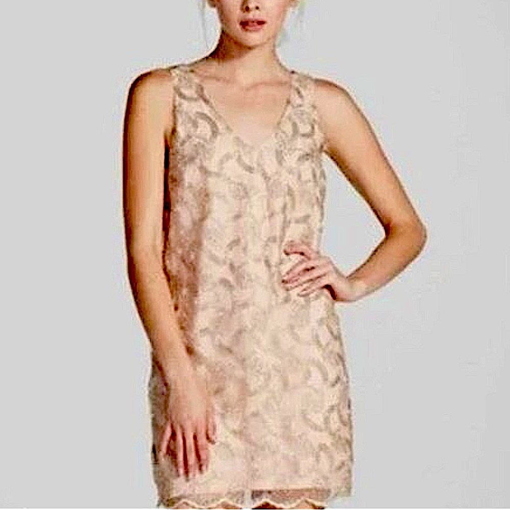 REVOLVE Astr The Label Gold and Cream Silk Dress